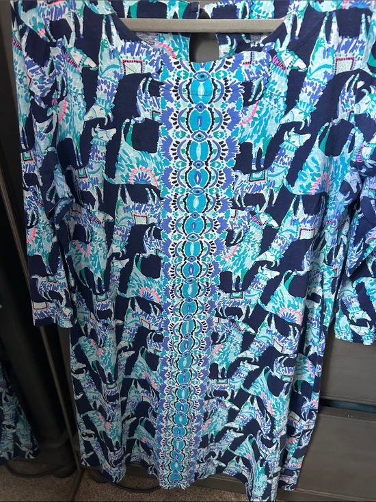 Lilly Pulitzer Dresses & Skirts - Lilly Pulitzer Navy, Turquoise & Pink Printed Shift Dress Bay Llama dress